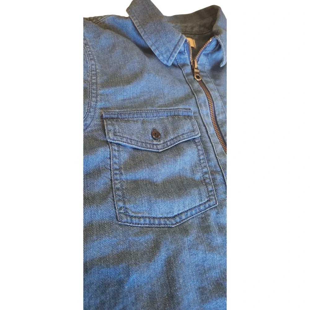 Madewell Womens Denim Quarter Zip Popover Shirt Indigo Blue Small Pockets - Picture 3 of 7